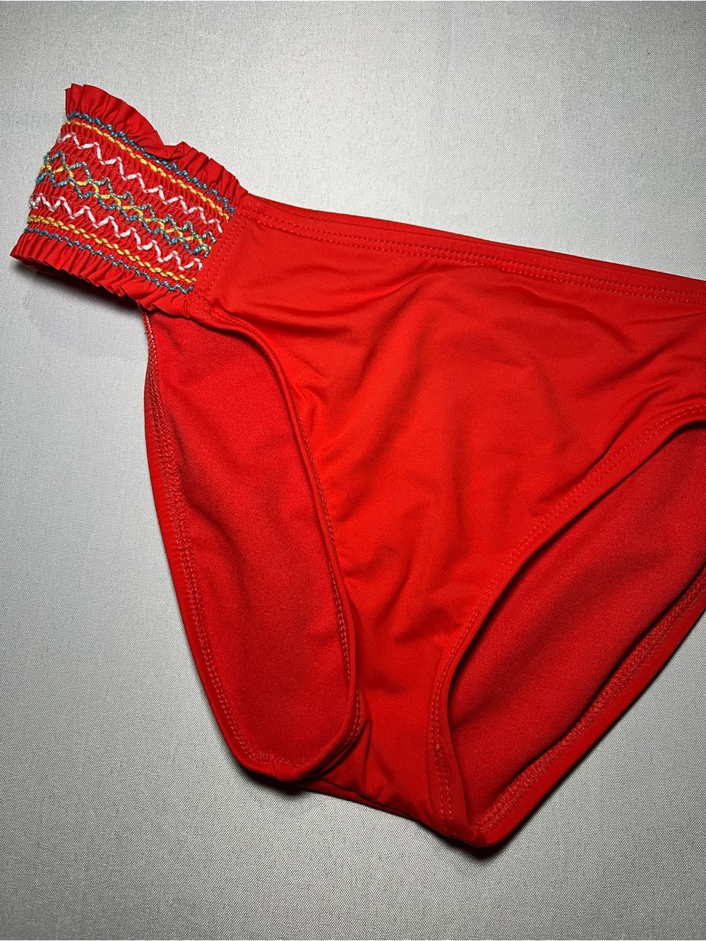 Vintage Boho Lucky Brand Women’s Medium Red Smocked Side Low Rise Bikini Bottom